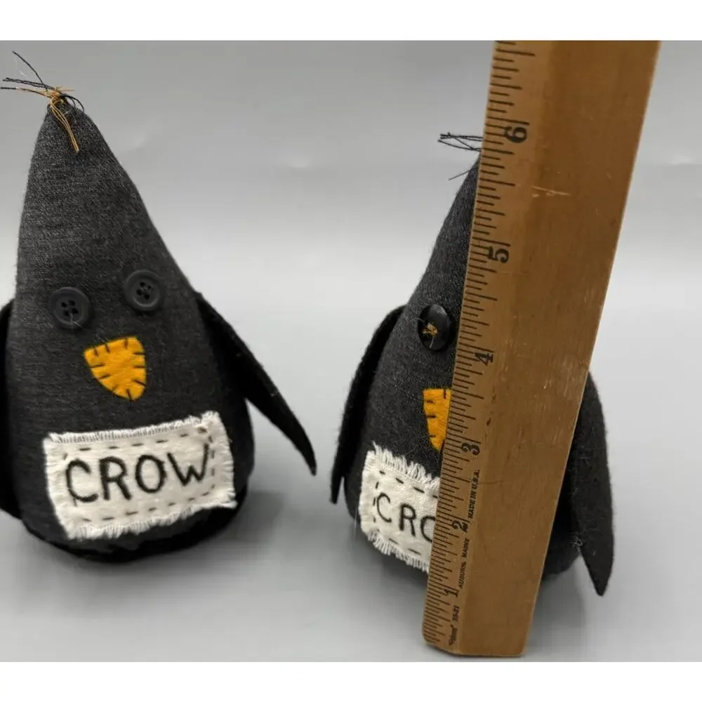 Set of 2 Primitive Black Crow Bowl Fillers Shelf Sitters Handmade Halloween